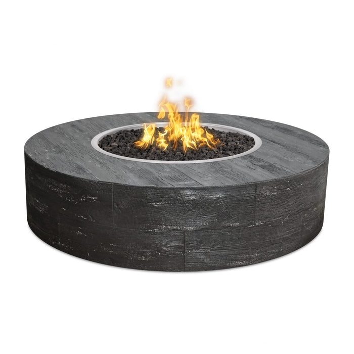 The Outdoor Plus 60" Round Seqouia 16" Tall Fire Pit - Wood Grain GFRC Concrete