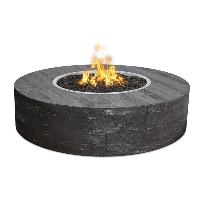 The Outdoor Plus 42" Round Seqouia 16" Tall Fire Pit - Wood Grain GFRC Concrete