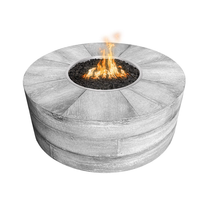 The Outdoor Plus 42" Round Seqouia 16" Tall Fire Pit - Wood Grain GFRC Concrete