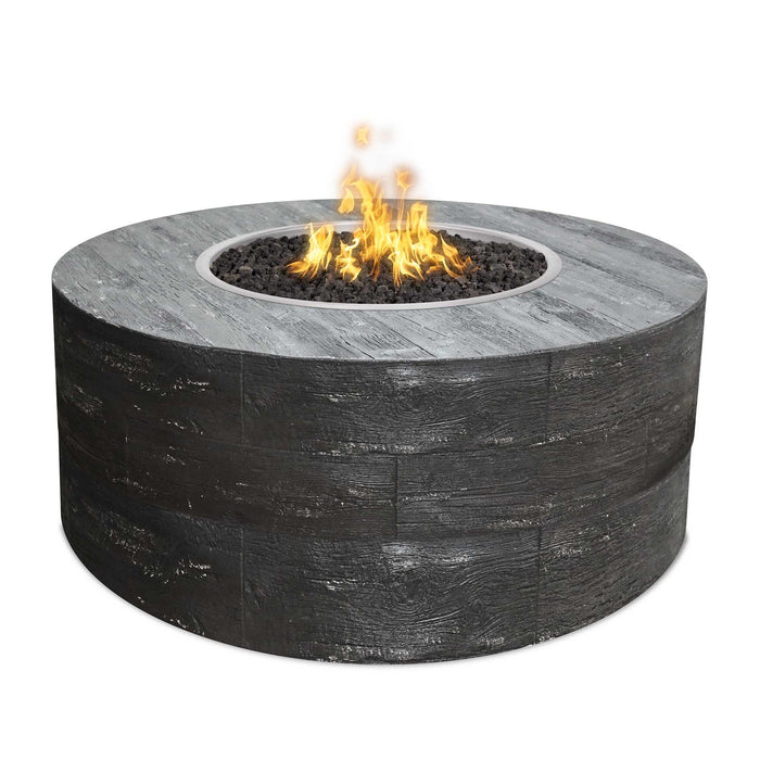 The Outdoor Plus 60" Round Seqouia 24" Tall Fire Pit - Wood Grain GFRC Concrete