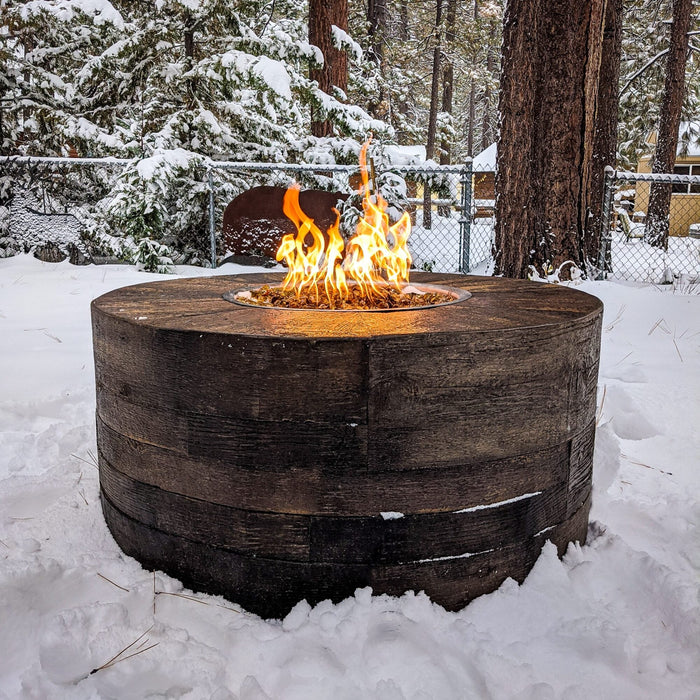 The Outdoor Plus 60" Round Seqouia 24" Tall Fire Pit - Wood Grain GFRC Concrete