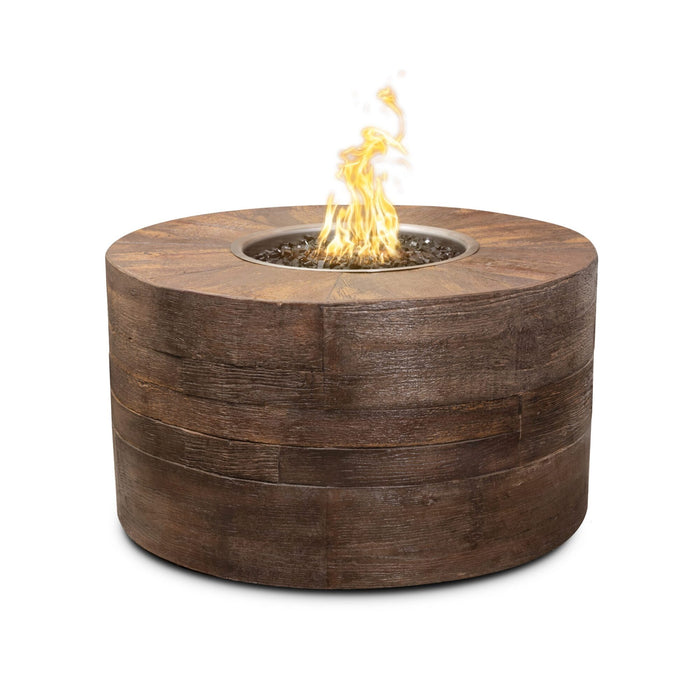 The Outdoor Plus 42" Round Seqouia 24" Tall Fire Pit - Wood Grain GFRC Concrete