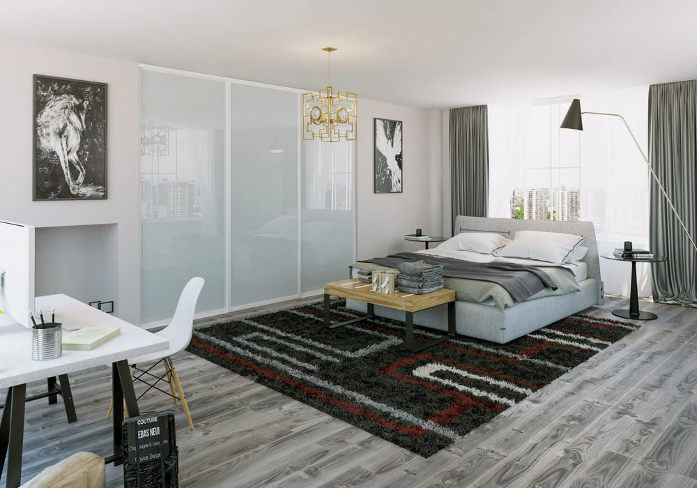 Doors22 108x96 Glass Sliding Closet Door Milky 3 panels