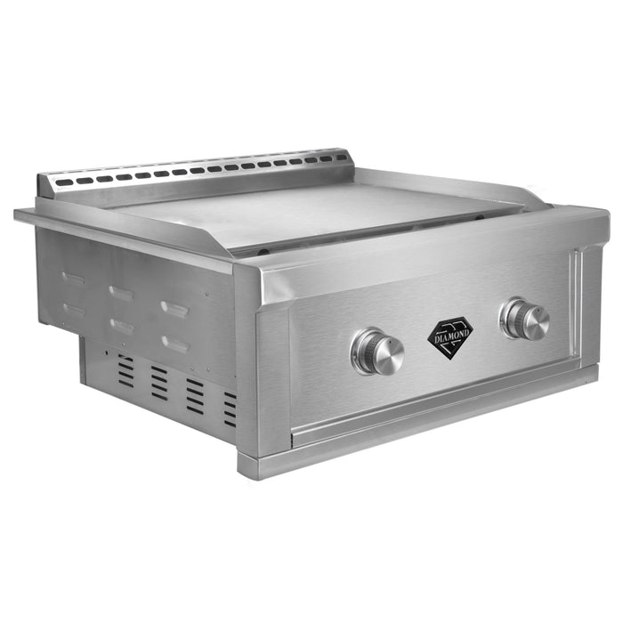 The Outdoor Plus Diamond Grill BBQ 30" Stainless Steel Natural Gas 2-Burner Griddle DG-G30-NG