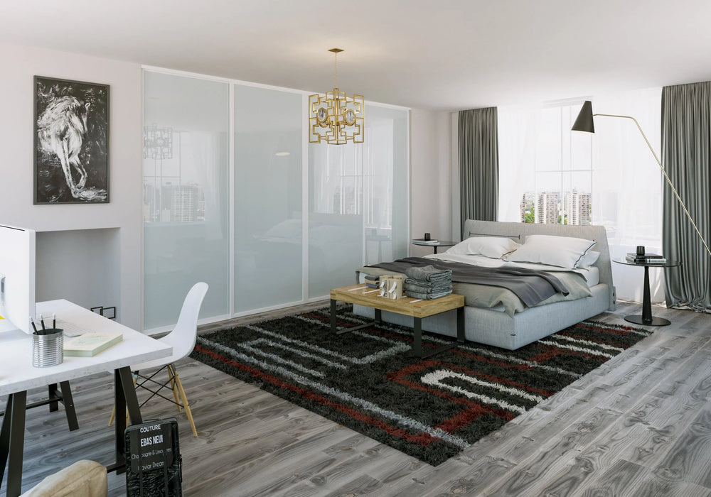 Doors22 96x80 Glass Sliding Closet Door Milky 4 panels