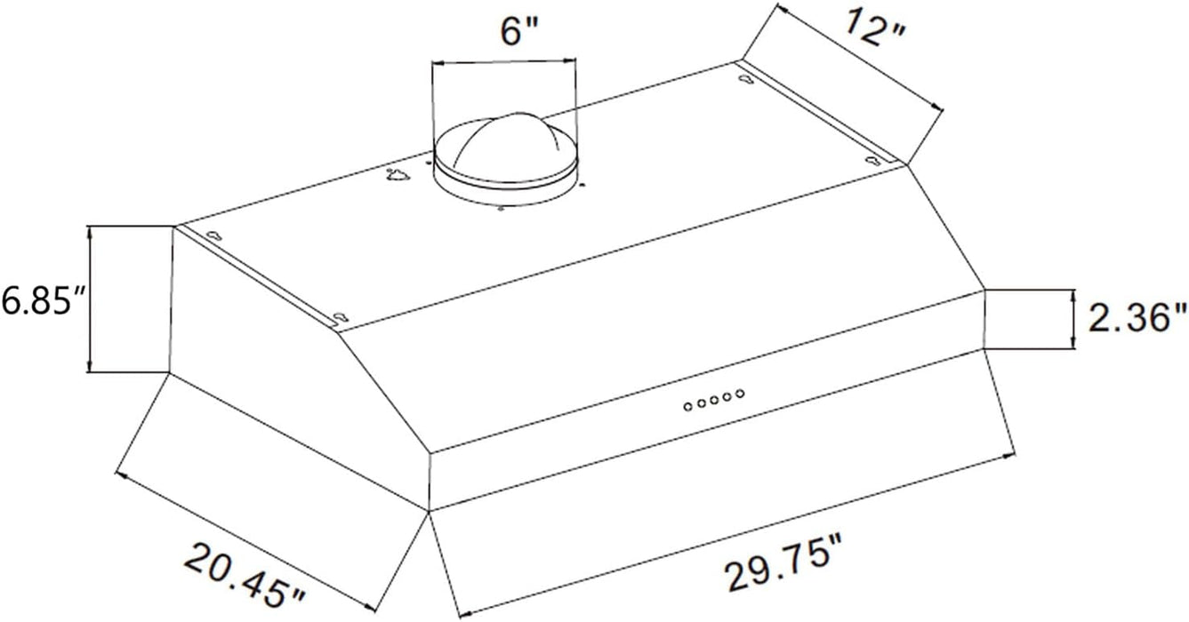 Empava 30 in. Kitchen 400 CFM Ultra Slim Ducted Under Cabinet Range Hood