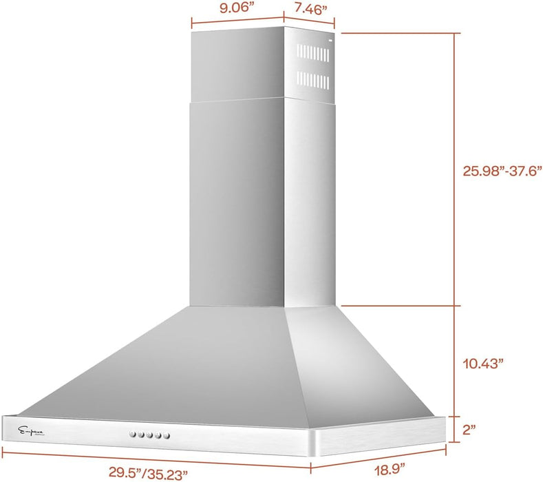 Empava 30 in. 400 CFM Wall Mount Ducted Range Hood