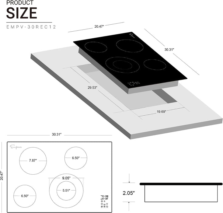 Empava 30 Inch Black Electric Radiant Cooktop