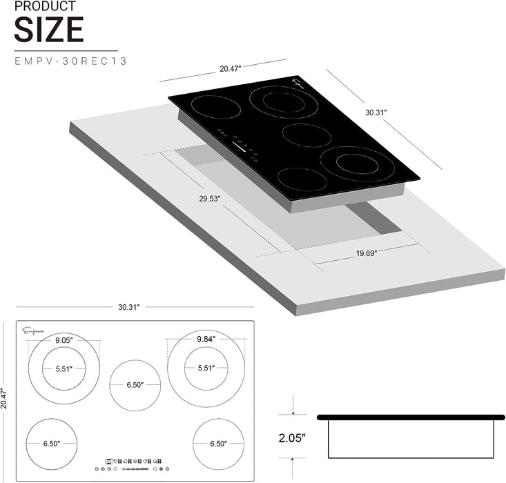 Empava 30 Inch Black Electric Radiant Cooktop