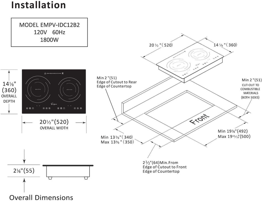 Empava 12 In. Induction Cooktop with 2 burners