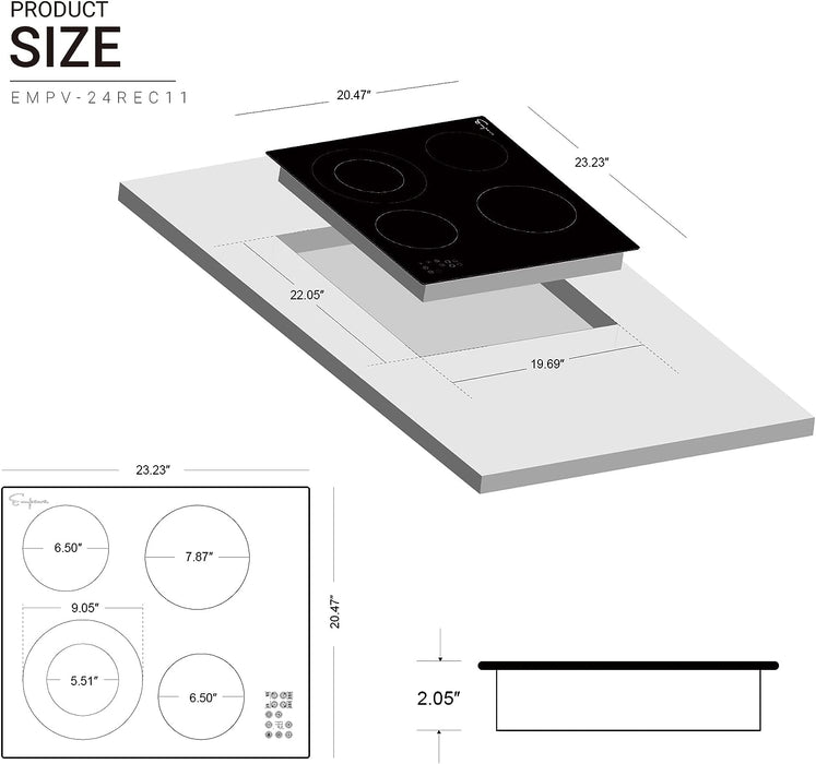 Empava 24 Inch Black Electric Radiant Cooktop