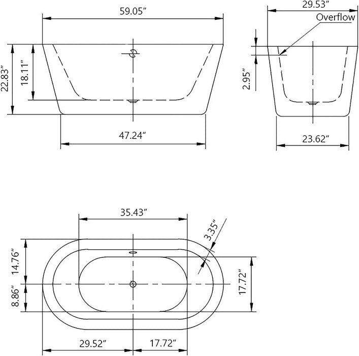 Empava 59 in. Freestanding Soaking Bathtub