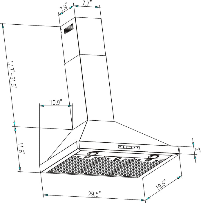 Empava 30 in. 380 CFM Wall Mount Range Hood