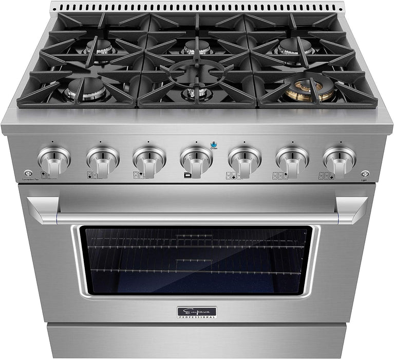 Empava 36 In. Pro-Style Slide-In Single Oven Gas Range