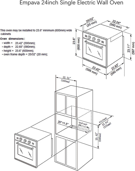 Empava 24 in. Electric Single Wall Oven