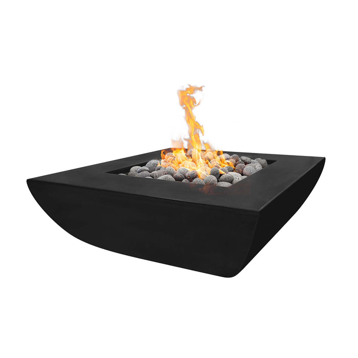 The Outdoor Plus 42" Square Avalon Fire Pit Wide Ledge - GFRC Concrete - Liquid Propane