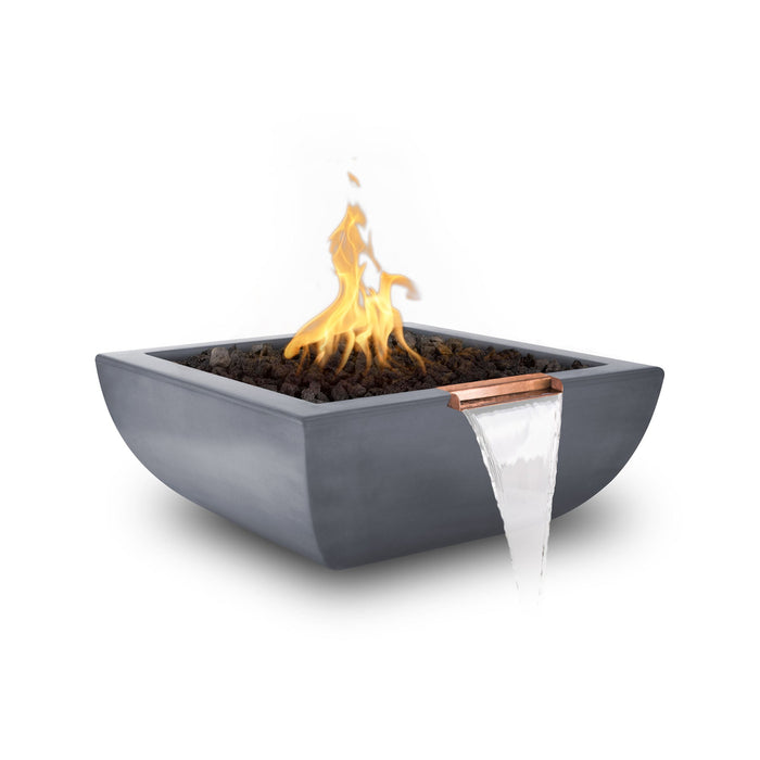 The Outdoor Plus 36" Square Avalon Fire & Water Bowl - GFRC Concrete - Natural Gas