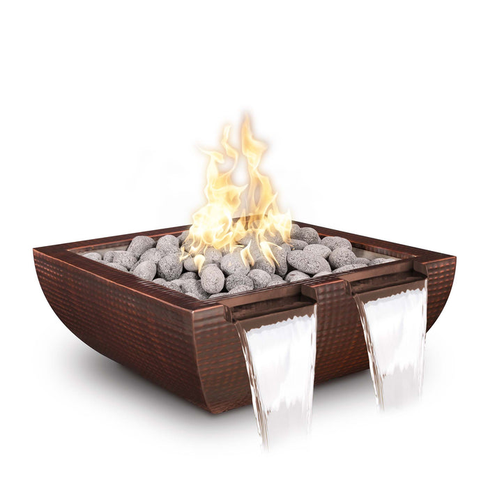 The Outdoor Plus 36" Square Avalon Fire & Water Bowl Powder Coated Metal Twin Spill