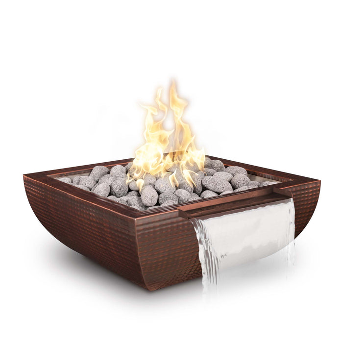 The Outdoor Plus Square Avalon Fire & Water Bowl Wide Spill - Hammered Patina Copper