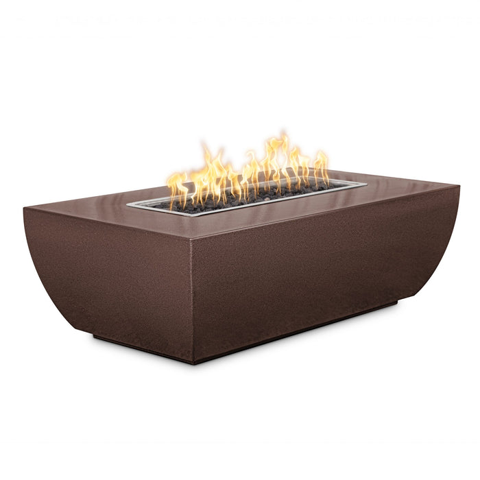 The Outdoor Plus Rectangular Linear Avalon 15" Tall Fire Pit -  Hammered Copper