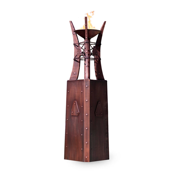 The Outdoor Plus 24 Inch Bastille Corten Steel Fire Tower - Hammered Copper