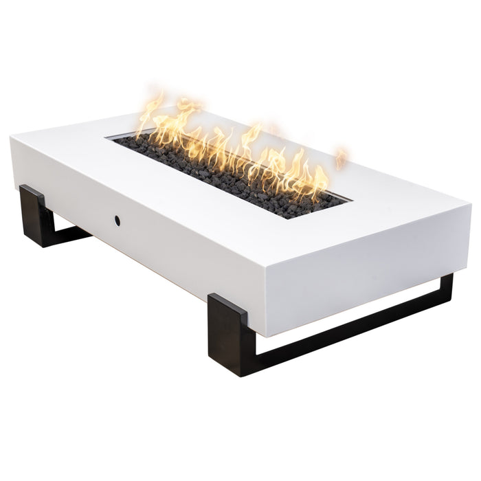 The Outdoor Plus Rectangular Baja Fire Pit - Black & White Powder Coat