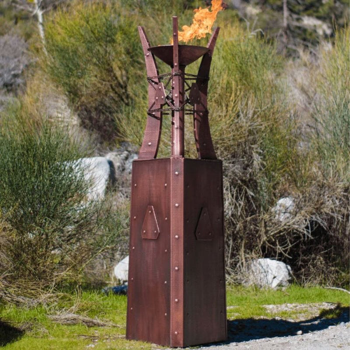 The Outdoor Plus 24 Inch Bastille Corten Steel Fire Tower - Hammered Copper