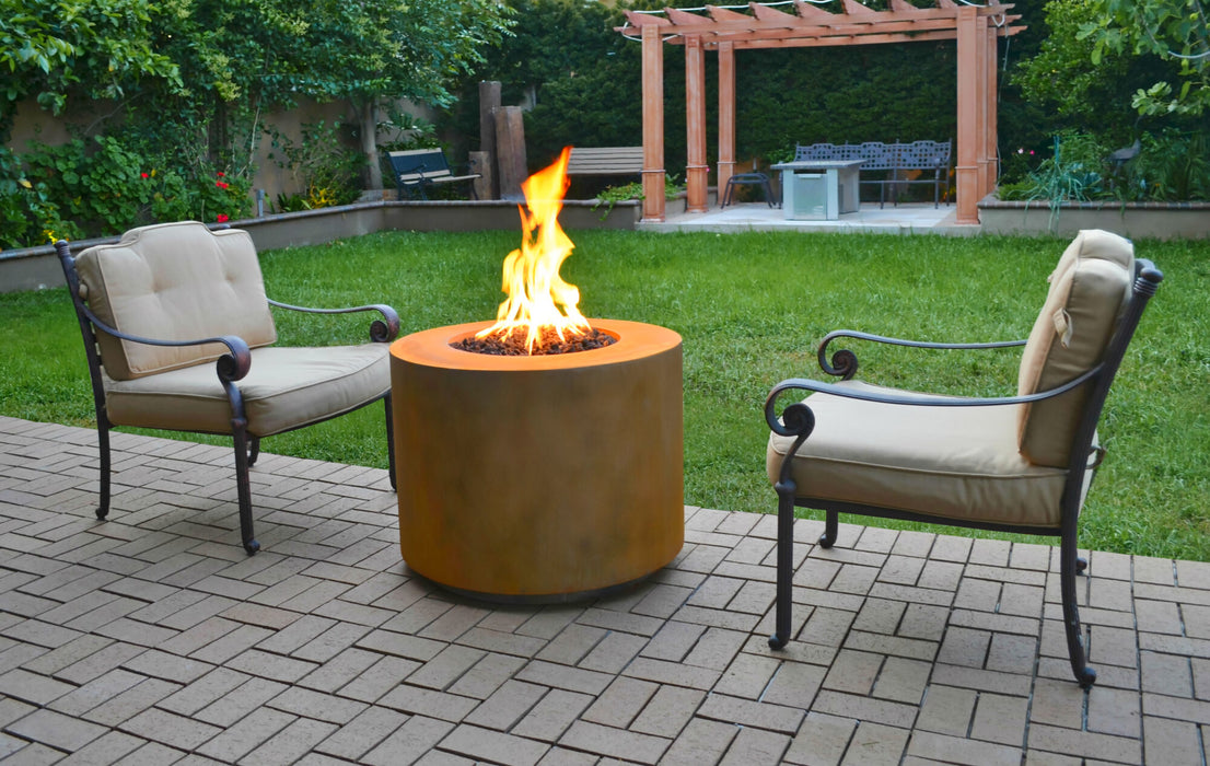 The Outdoor Plus Round Beverly Fire Pit - Corten Steel