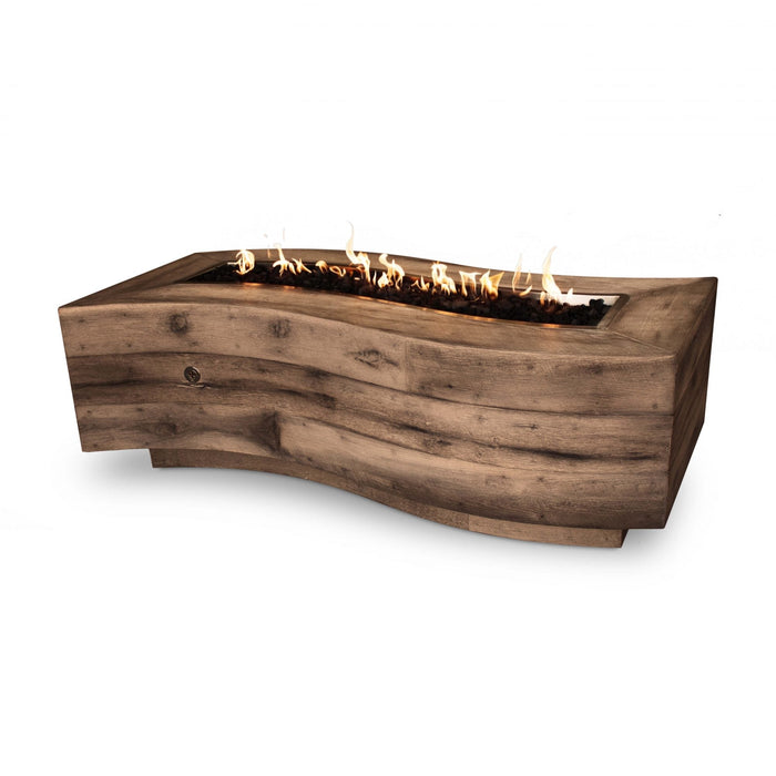 The Outdoor Plus 72" Rectangular Big Sur Fire Pit - Wood Grain GFRC Concrete