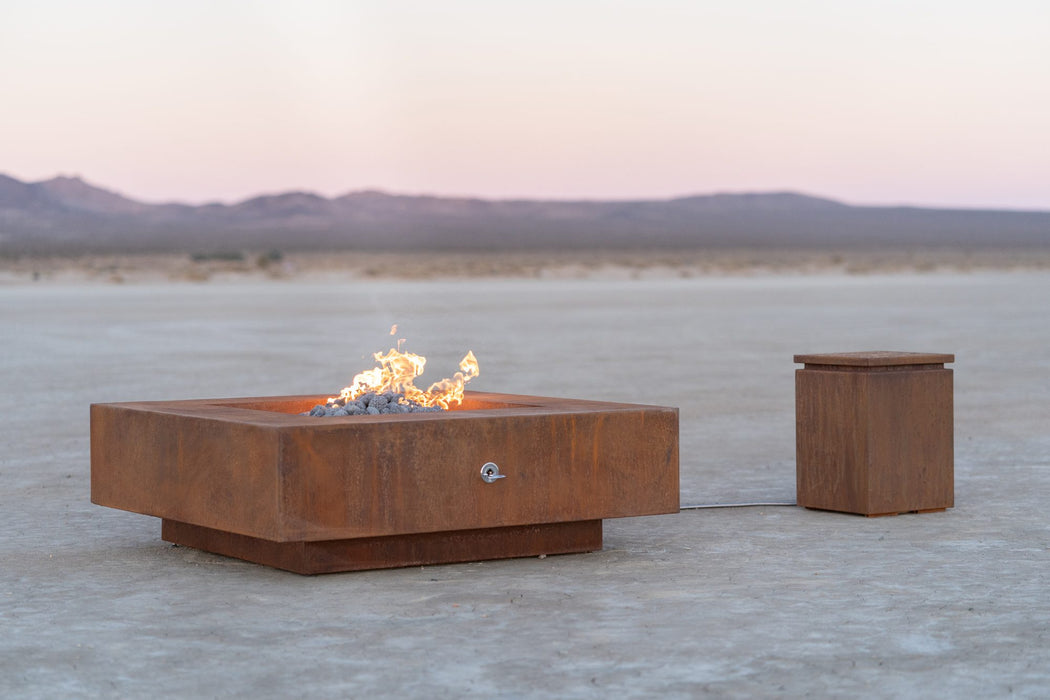 The Outdoor Plus Square Cabo Fire Pit - Corten Steel