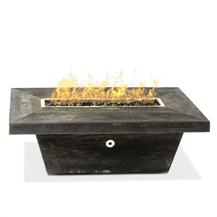 The Outdoor Plus 48" Rectangular Carson 24" Tall Fire Table  - Wood Grain GFRC Concrete