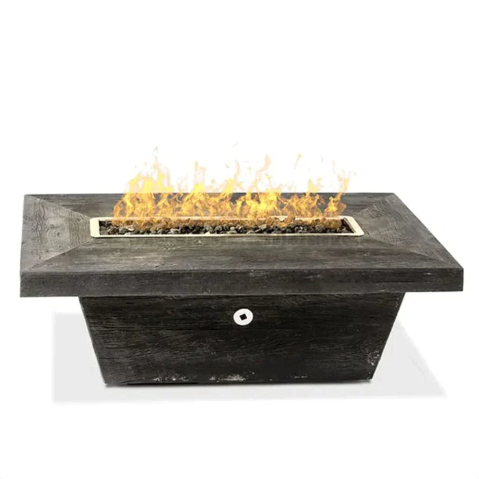 The Outdoor Plus 84" Rectangular Carson 16" Tall Fire Table  - Wood Grain GFRC Concrete