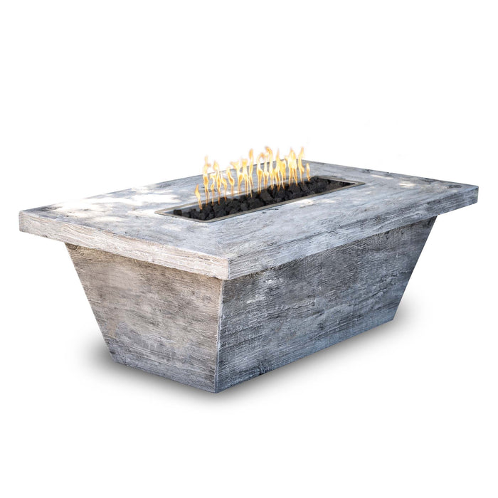 The Outdoor Plus 72" Rectangular Carson 16" Tall Fire Table  - Wood Grain GFRC Concrete