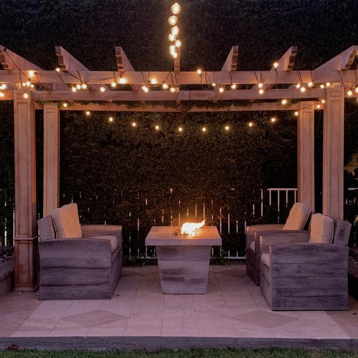 The Outdoor Plus 72" Rectangular Carson 16" Tall Fire Table  - Wood Grain GFRC Concrete