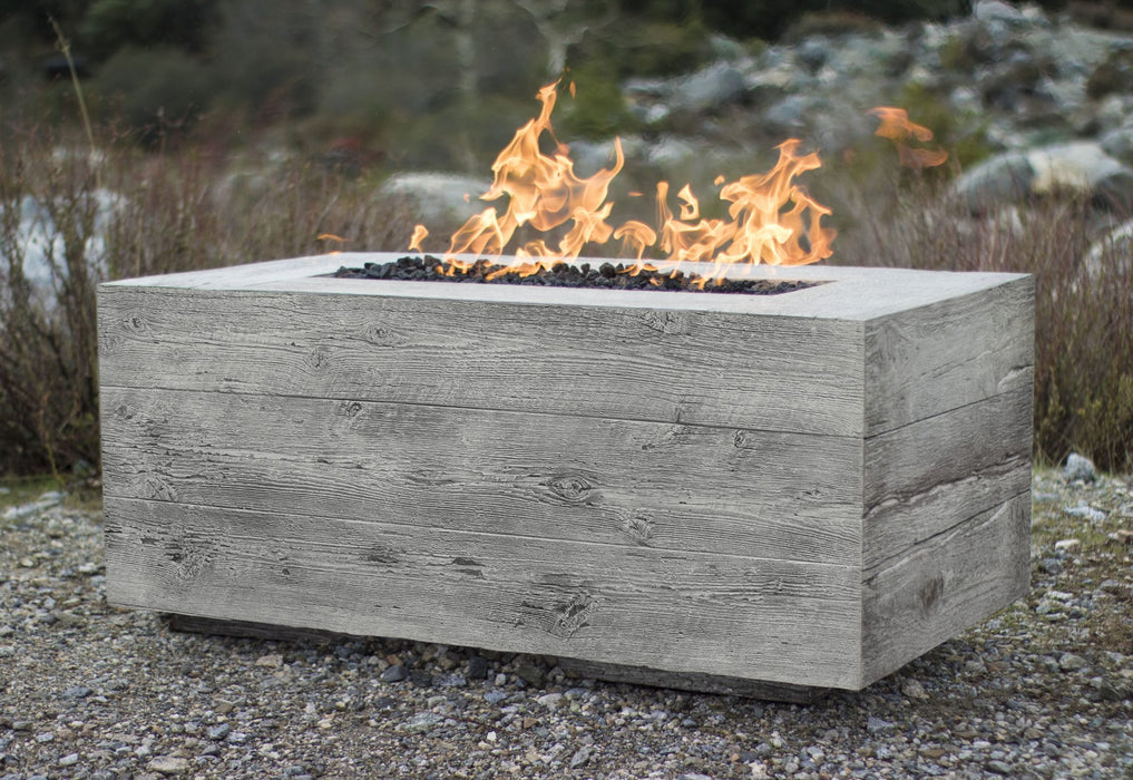 The Outdoor Plus 48" Rectangular Catalina Fire Pit - Wood Grain GFRC Concrete