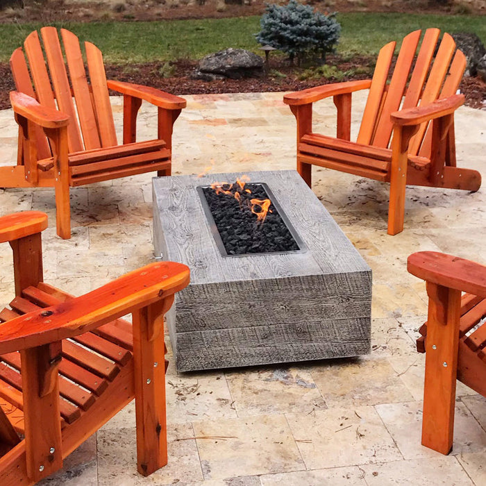 The Outdoor Plus 72" Rectangular Coronado Fire Pit - Wood Grain GFRC Concrete