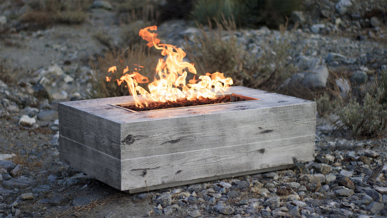 The Outdoor Plus 120" Rectangular Coronado Fire Pit - Wood Grain GFRC Concrete