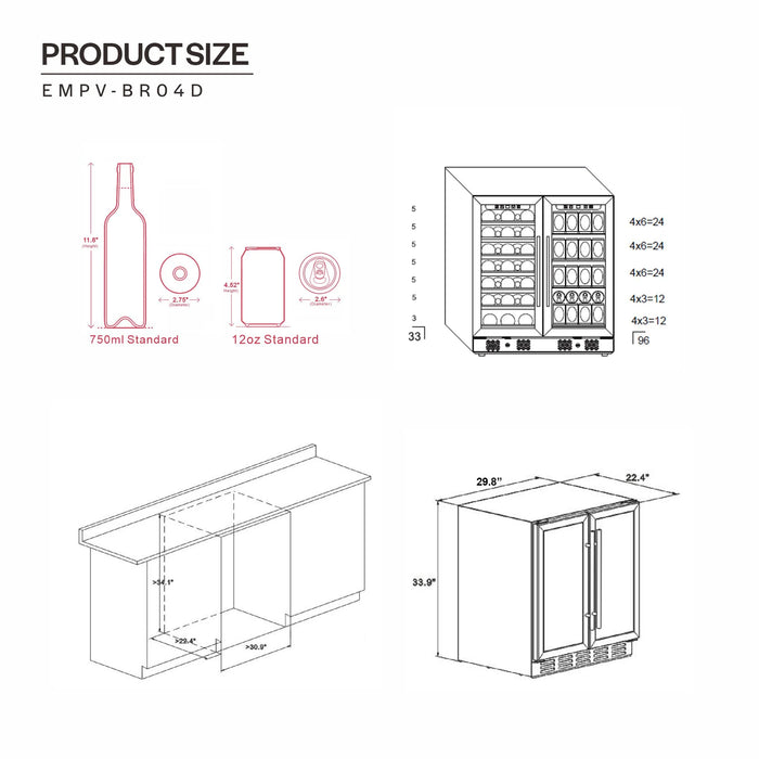 Empava Dual Zone Wine Cooler & Beverage Fridge