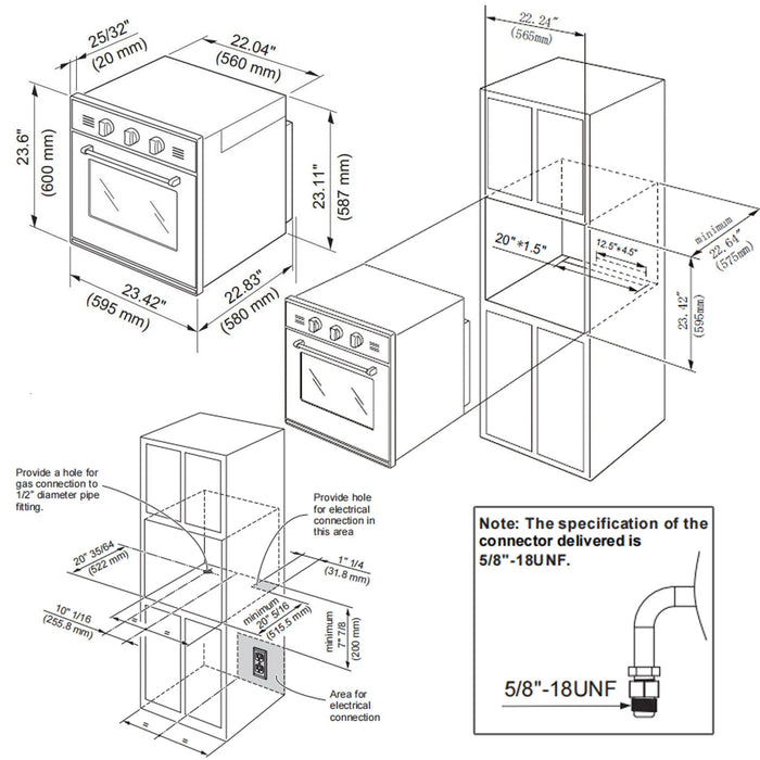 Empava 24 inch 2.3 Cu. ft. Gas Wall Oven - Only For LPG Gas