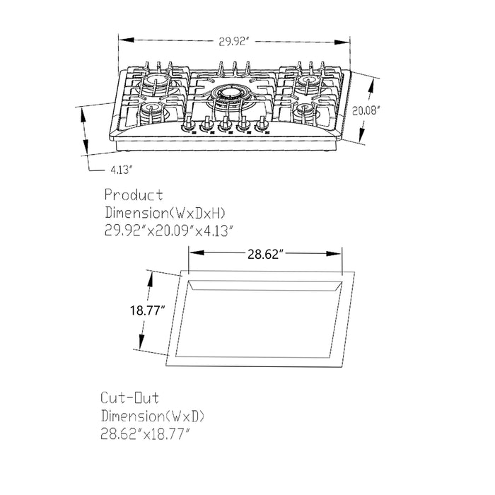 Empava 30 in. Built-in Gas Cooktops