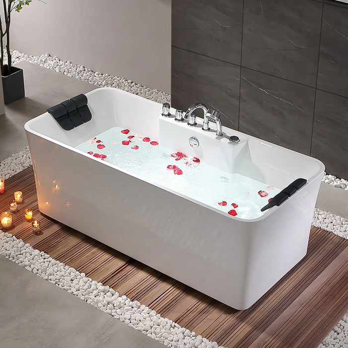 Empava 59 in. Whirlpool Freestanding Acrylic Bathtub