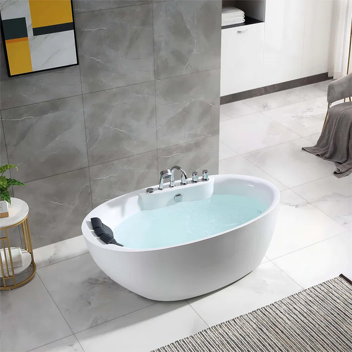 Empava 59 in. Whirlpool Freestanding Acrylic Bathtub