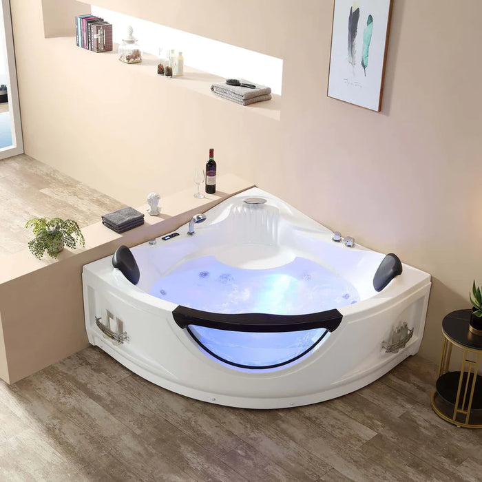 Empava 59 in. Whirlpool LED Corner Bathtub