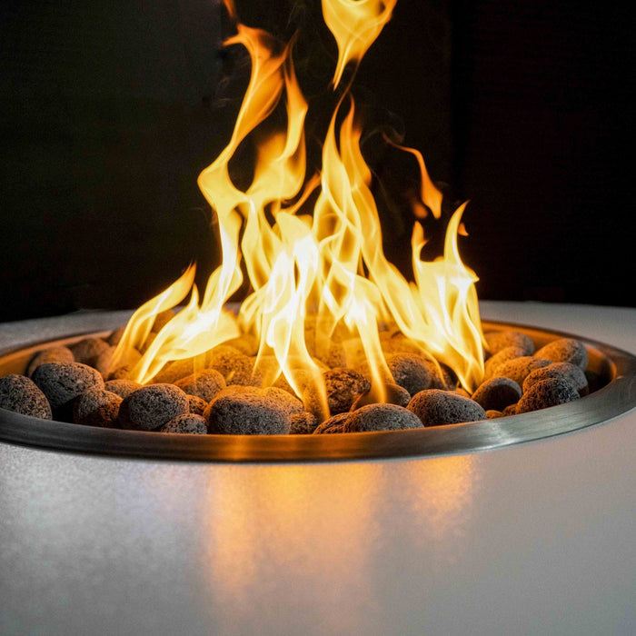 The Outdoor Plus Round Isla Fire Pit - Powder Coated White Top & Black Base