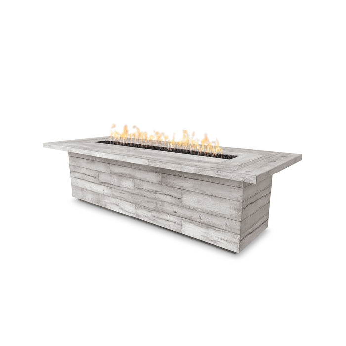 The Outdoor Plus 120" Rectangular Laguna Fire Table - Wood Grain GFRC Concrete