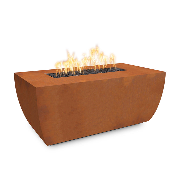 The Outdoor Plus Rectangular Linear Avalon 24" Tall Fire Pit -  Corten Steel