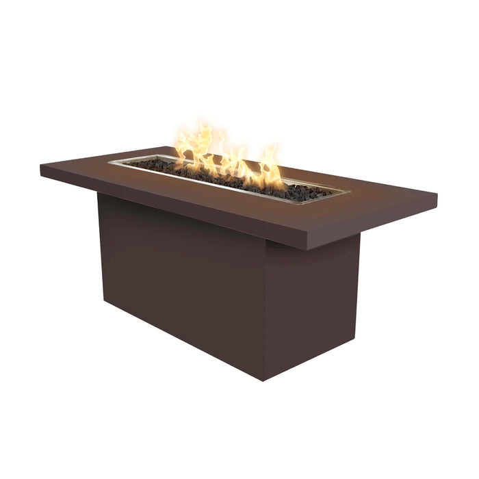 The Outdoor Plus Square Linear Bella Fire Table Hammered Copper