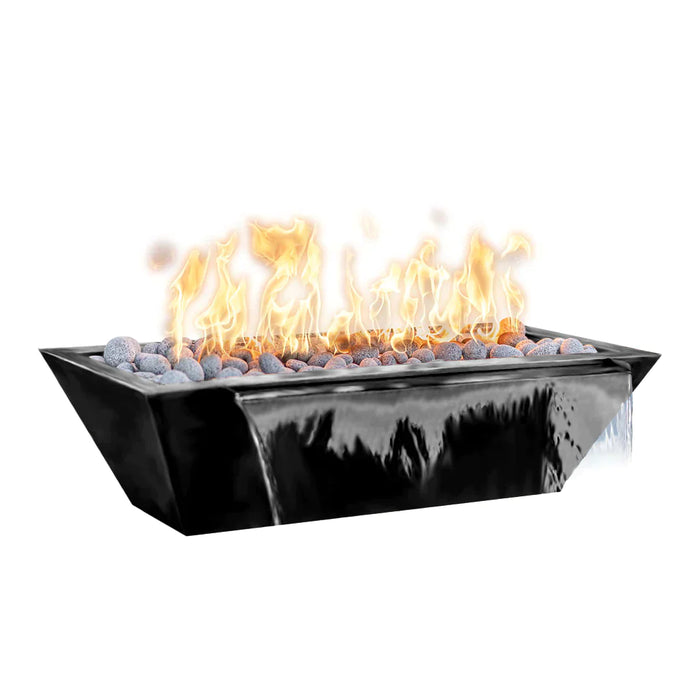 The Outdoor Plus 72" Rectangular Linear Maya Fire & Water Bowl - Powder Coated Metal