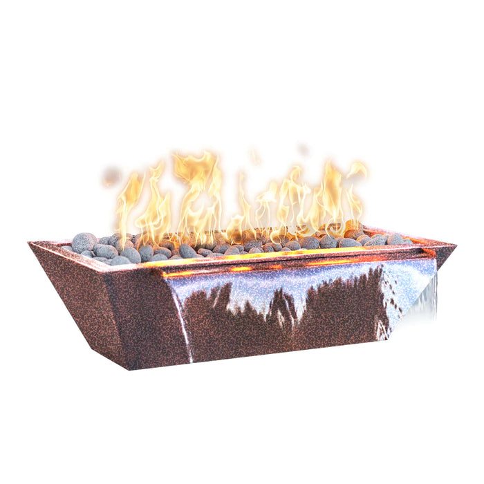 The Outdoor Plus 48" Rectangular Linear Maya Fire & Water Bowl - Powder Coated Metal