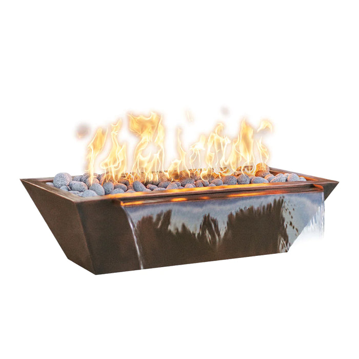 The Outdoor Plus 48" Rectangular Linear Maya Fire & Water Bowl - Powder Coated Metal